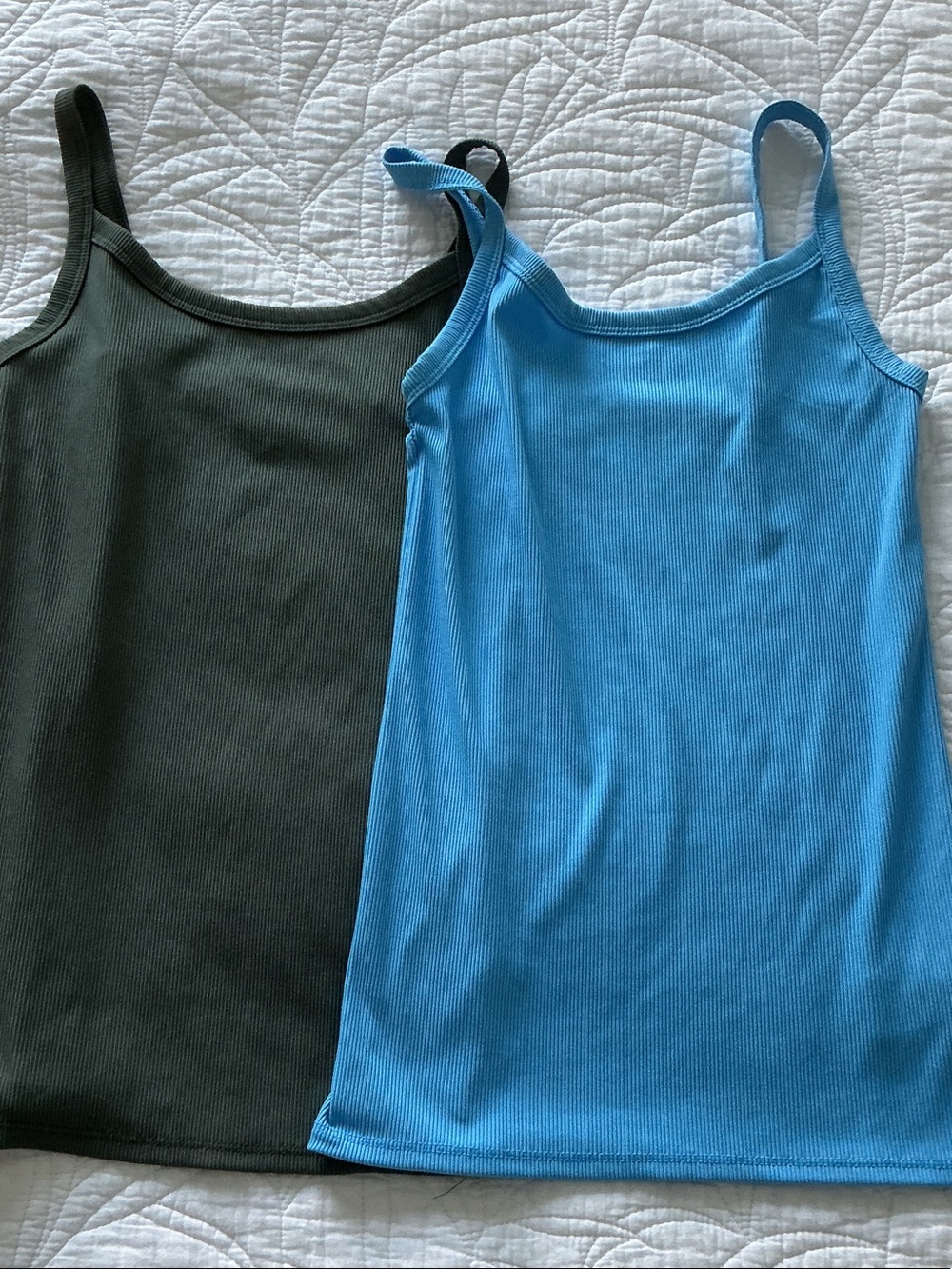No Boundaries Ribbed Tank Tops in Blue and Dark Green